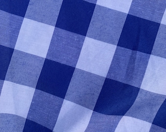 Chloe ROYAL BLUE Big Checkered Light Weight Poly Cotton Fabric by the Yard for Clothing, Table Cover, Party Decoration, Costumes, Crafts