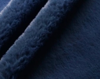 Anastasia MARINEBLAUW Ultrazacht nertskonijntje 0,3" stapel namaakbontstof voor fursuit, cosplaykostuum, fotorekwisiet, sierkussen, ambachten