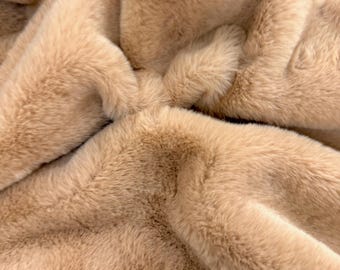 Mischa CHAMPAGNE Tissu ultra doux en fausse fourrure avec lapin Minky de 0,5 po. pour fursuit, déguisement de cosplay, accessoire photo, coussin, travaux manuels