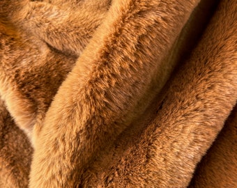 Ishya RUST Ultra Soft Minky Rabbit Short Pile Faux Fur Fabric for Fursuit, Cosplay Costume, Photo Prop, Trim, Throw Pillow, Crafts