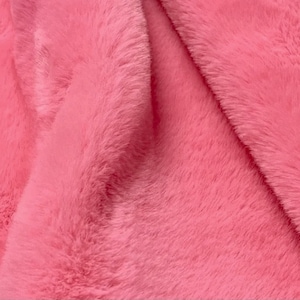 Mischa STRAWBERRY PINK Ultra Soft Minky Rabbit Bunny 0.5&quot; Pile Faux Fur Fabric for Fursuit, Cosplay Costume, Photo Prop, Toss Pillow, Crafts