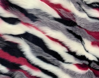 Tessuto in morbida pelliccia sintetica Saskia NERO GRIGIO BIANCO Fucsia Himalaya per decorazioni per la casa, costumi, cuscini, biancheria da letto, plaid, lavori artigianali