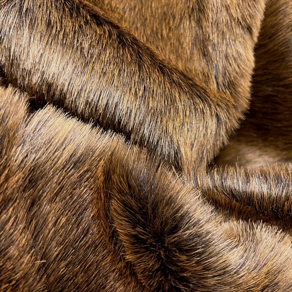 Inna BROWN BLACK 1.5" Pile Shaggy Soft Faux Fur Fabric for Home Decor, Costumes, Pillows, Beddings, Throws, Crafts