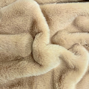 Mischa BEIGE Ultra Soft Minky Rabbit Bunny 0.5&quot; Pile Faux Fur Fabric for Fursuit, Cosplay Costume, Photo Prop, Throw Pillow, Crafts