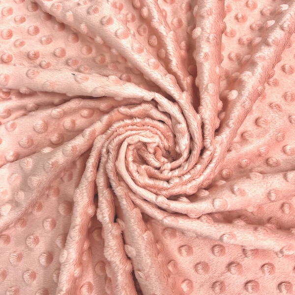 Alison BLUSH PINK Embossed Dimple Dots Soft Velvety Minky Fabric for Blankets, Clothes, Baby Accessories, Pillows, Toys, Costume, Crafts
