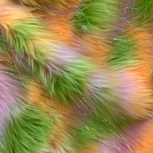 Charlie PATCHES GLITTER 3 Shaggy Soft Faux Fur Fabric for Home Decor, Costumes, Pillows, Beddings, Throws, Crafts