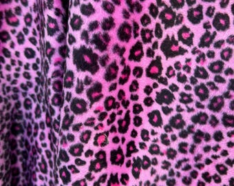 Naomi ROZE ZWART cheetah print zachte velboa namaakbont stof voor bekleding, woondecoratie, speelgoed, kostuums, kussens, beddengoed, plaids, ambachten