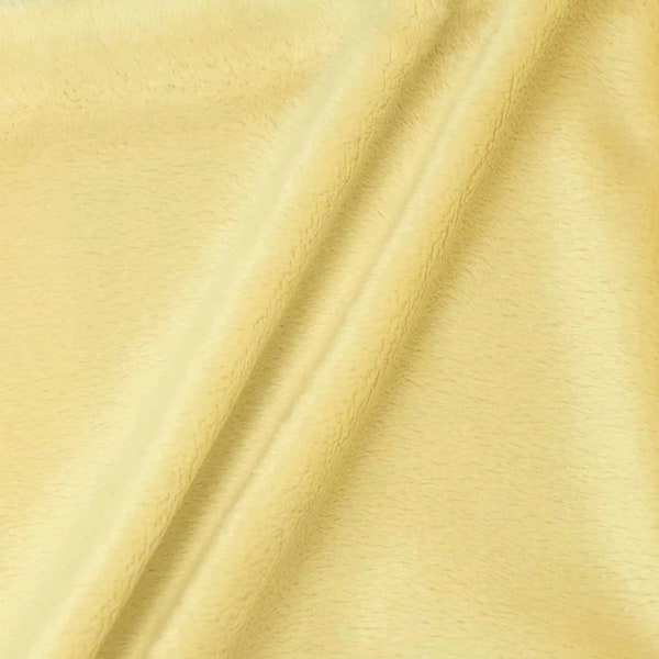 Lara PALE YELLOW Solid Smooth Minky Fabric for Quilting, Blankets, Baby & Pet Accessories, Throws, Clothes, Stuffed Toys, Costume, Crafts