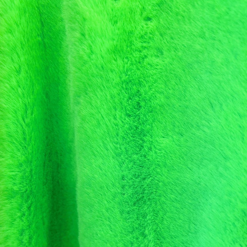 Lime Green Rabbit Czarina LIME GREEN Ultra Soft Minky Rabbit Short Pile Faux Fur Fabric ...