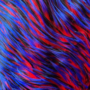 Polly RED BLUE BLACK Spike Shaggy Soft Faux Fur Fabric for - Etsy
