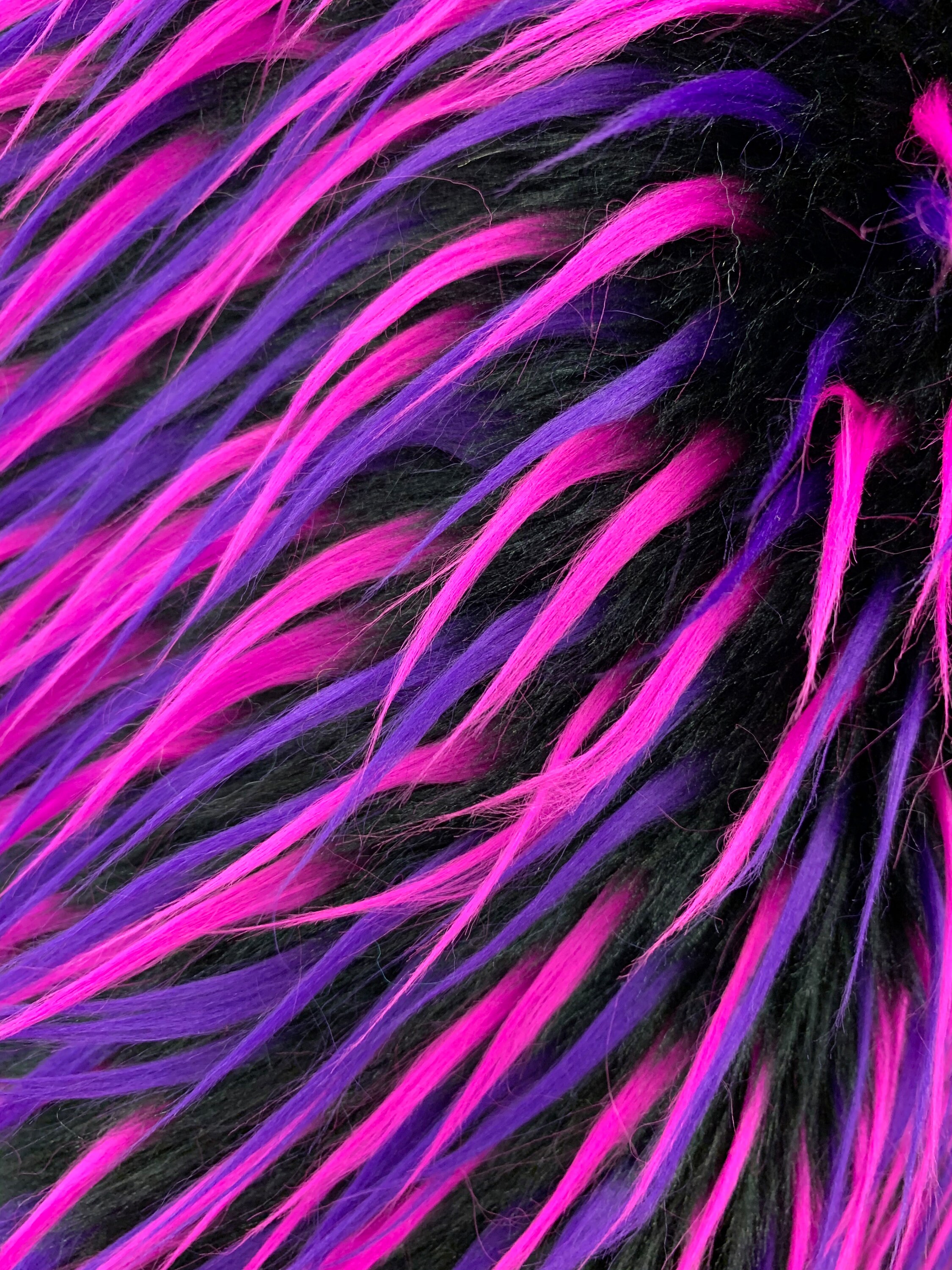 Polly BLACK Hot PINK PURPLE Spike Shaggy Soft Faux Fur Fabric - Etsy UK