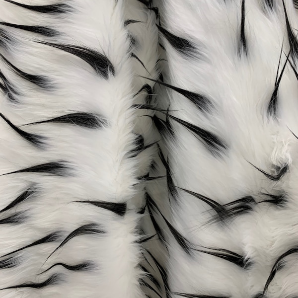 Polly WHITE BLACK Spike Shaggy Soft Faux Fur Fabric for Fursuit, Cosplay Costume, Photo Prop, Trim, Throw Pillow, Crafts