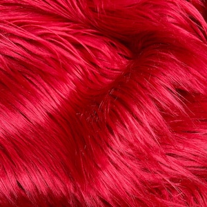Anika RED Soft 4&quot; Long Pile Faux Fur Fabric for Fursuit, Cosplay Costume, Photo Prop, Trim, Throw Pillow, Crafts - 50050