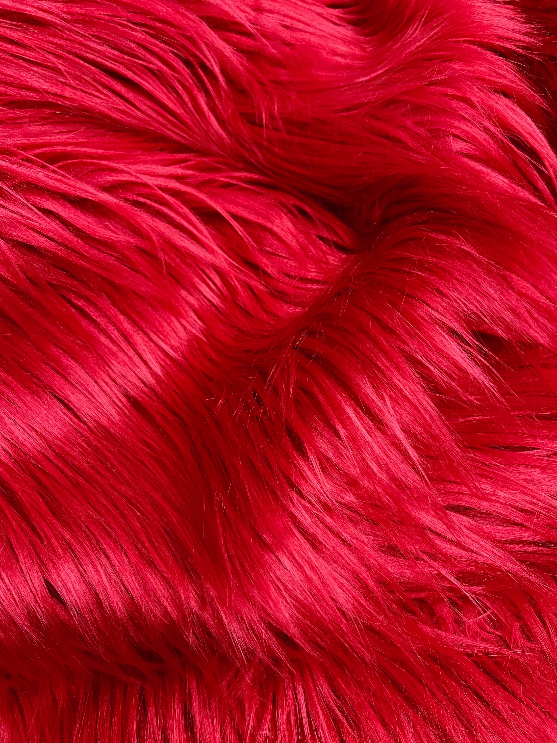 Anika RED Soft 4" Long Pile Faux Fur Fabric for Fursuit, Cosplay Costume, Photo Prop, Trim, Throw Pillow, Crafts - 50050