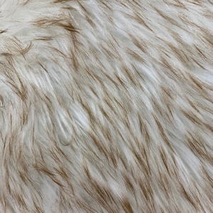 Ashley WHITE BROWN Shaggy Soft Faux Fur Fabric for Fursuit, Cosplay Costume, Photo Prop, Trim, Throw Pillow, Crafts