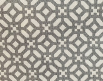 Izzy Lattice Ivory Grey Polyester Fabric by the Yard for Indoor/Outdoor Upholstery, Home Decor, Costumes, Crafts
