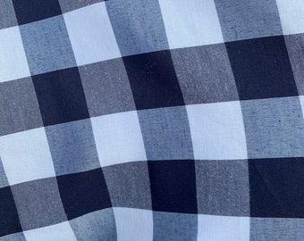 Chloe NAVY BLUE Big Checkered Light Weight Poly Cotton Fabric by the Yard for Clothing, Table Cover, Party Decoration, Costumes, Crafts