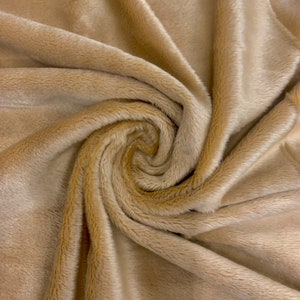 Lara CAMEL Solid Smooth Minky Fabric for Quilting, Blankets, Baby & Pet Accessories, Pillows, Throws, Clothes, Stuffed Toys, Costume, Crafts