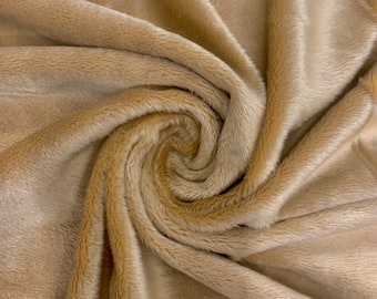 Lara CAMEL Solid Smooth Minky Fabric for Quilting, Blankets, Baby & Pet Accessories, Pillows, Throws, Clothes, Stuffed Toys, Costume, Crafts