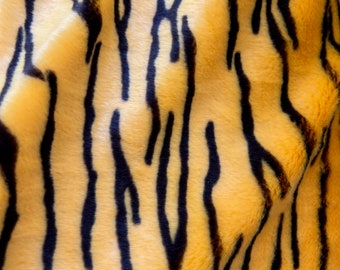 Gemma GELE TIJGER Print zachte namaakbontstof voor woondecoratie, kostuums, kussens, beddengoed, plaids, ambachten