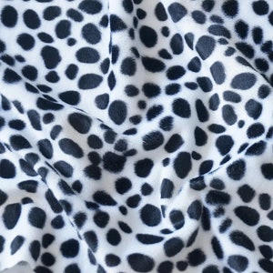 Naomi BLACK WHITE Dalmatian Soft Velboa Faux Fur Fabric for Home Decor, Costumes, Pillows, Beddings, Throws, Crafts