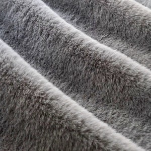 Mischa GREY Ultra Soft Minky Rabbit Bunny 0.5&quot; Pile Faux Fur Fabric for Fursuit, Cosplay Costume, Photo Prop, Throw Pillow, Crafts