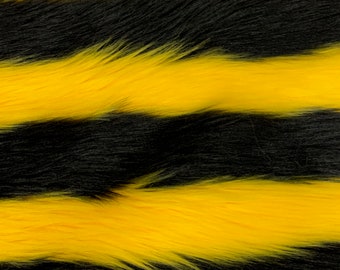 Honing ZWART GEEL Shaggy zachte namaakbontstof voor woondecoratie, kostuums, kussens, beddengoed, plaids, ambachten