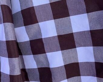 Chloe BROWN Big Checkered Light Weight Poly Cotton Fabric by the Yard for Clothing, Table Cover, Party Decoration, Costumes, Crafts