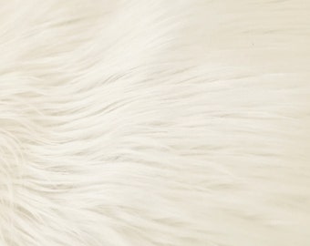 Anika IVORY Soft 4" Long Pile Faux Fur Fabric for Fursuit, Cosplay Costume, Photo Prop, Trim, Throw Pillow, Crafts - 50050