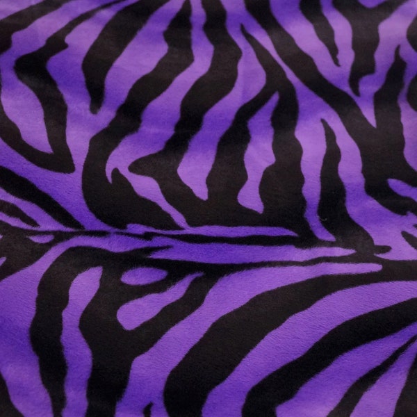 Naomi PURPLE BLACK Zebra Print Soft Velboa Faux Fur Fabric for Upholstery, Home Decor, Toys, Costumes, Pillows, Beddings, Throws, Crafts