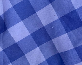 Chloe BLUE Big Checkered Light Weight Poly Cotton Fabric by the Yard for Clothing, Table Cover, Party Decoration, Costumes, Crafts