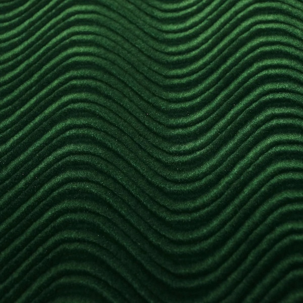 Maya GREEN Wave Flocking Non-Stretch Velvet Fabric by the Yard for Upholstery, Home Decor, Costumes, Crafts