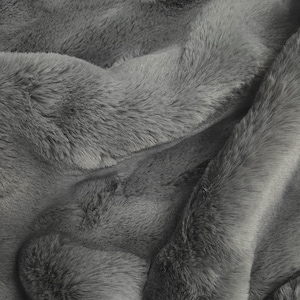 Ishya GREY Ultra Soft Minky Rabbit Short Pile Faux Fur Fabric for Fursuit, Cosplay Costume, Photo Prop, Trim, Throw Pillow, Crafts