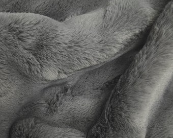 Ishya GREY Ultra Soft Minky Rabbit Short Pile Faux Fur Fabric for Fursuit, Cosplay Costume, Photo Prop, Trim, Throw Pillow, Crafts