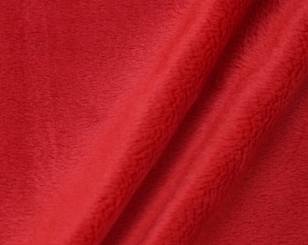 Lara RODE effen gladde nertsstof voor quilten, dekens, baby- en huisdieraccessoires, kussens, plaids, kleding, knuffels, kostuum, ambachten