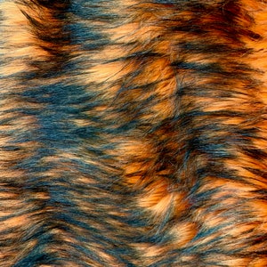 Fiona ORANGE BLACK Husky Soft Faux Fur Fabric for Home Decor, Costumes, Pillows, Beddings, Throws, Crafts