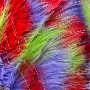 Charlie PATCHES GLITTER 5 Shaggy Soft Faux Fur Fabric for Home Decor, Costumes, Pillows, Beddings, Throws, Crafts