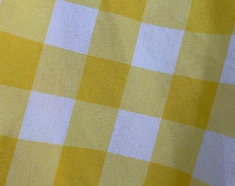 Chloe YELLOW Big Checkered Light Weight Poly Cotton Fabric by the Yard for Clothing, Table Cover, Party Decoration, Costumes, Crafts