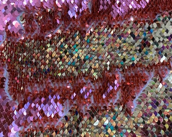 Storm GOLD PINK Mermaid Two Tone Flip Up Reversible Sequins Fabric by the Yard for Costumes, Home Decor, Gown, Crafts