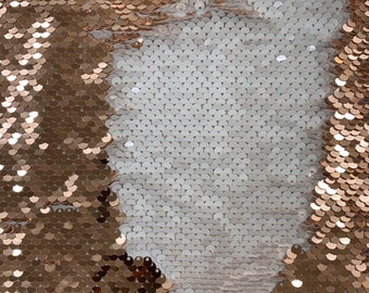 Storm ROSEGOLD MATTE WHITE Mermaid Two Tone Flip Up Reversible Sequins Fabric by the Yard for Costumes, Home Decor, Gown, Crafts