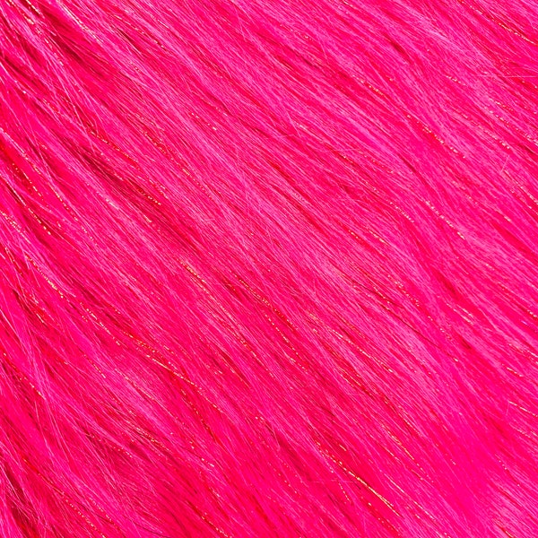 Amy HOT PINK Tinsel Glitzer zotteliger weicher Kunstpelz Stoff für Fursuit, Cosplay Kostüm, Photo Prop, Zierde, Kissen, Basteln