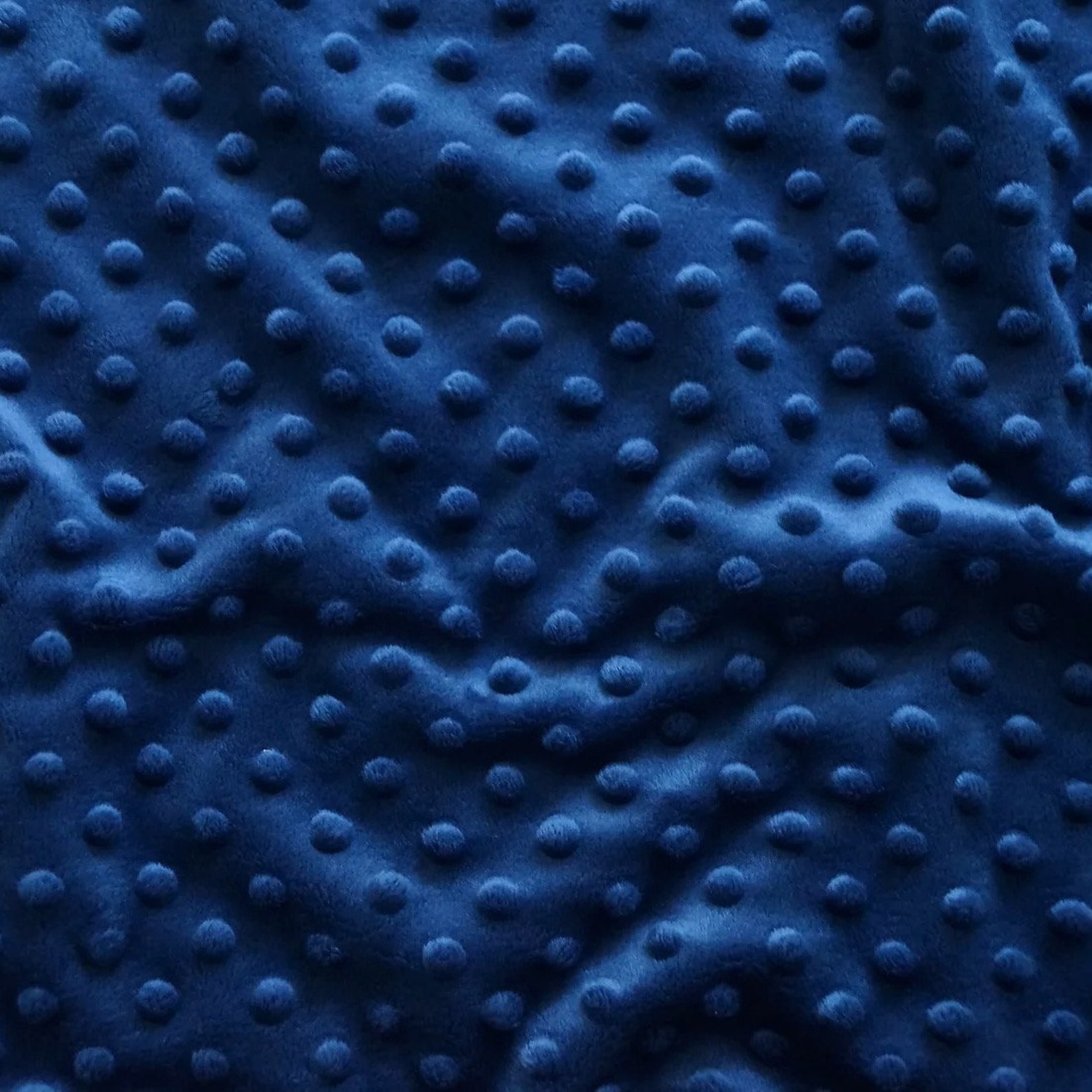 Alison NAVY BLUE Embossed Dimple Dots Soft Velvety Minky Fabric for ...
