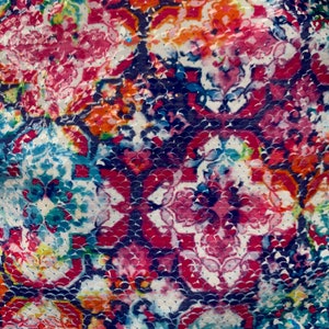 Storm FLORAL IRIDESCENT TURQUOISE Flip Up Reversible Sequins Fabric by the Yard for Costumes, Home Decor, Gown, Crafts