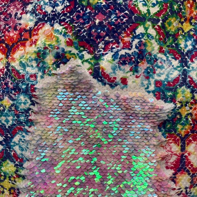 Storm FLORAL IRIDESCENT WHITE Flip up Reversible Sequins - Etsy