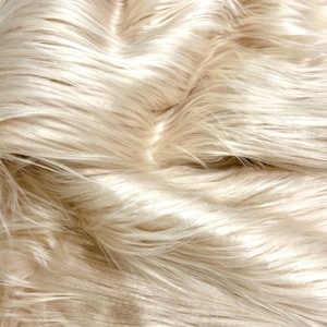 Anika LIGHT CHAMPAGNE Soft 4&quot; Long Pile Faux Fur Fabric for Fursuit, Cosplay Costume, Photo Prop, Trim, Throw Pillow, Crafts - 50050