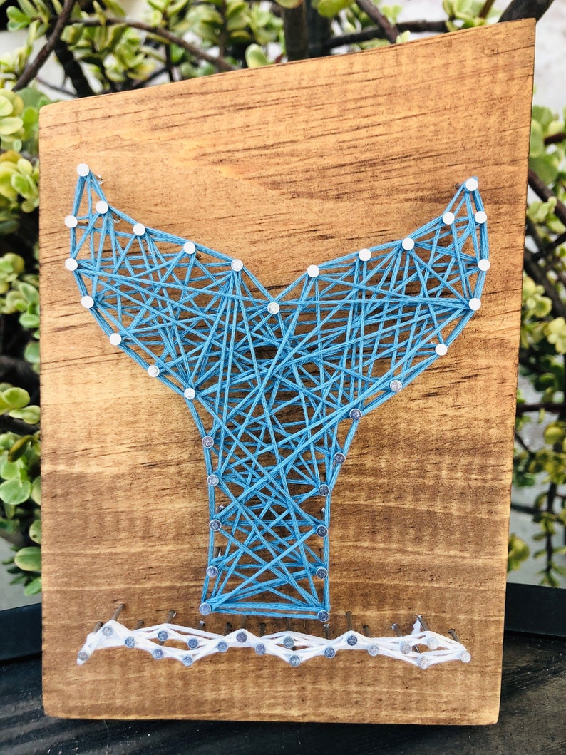 Whale Tail String Art Handmade Decor Rustic Wall Art Etsy