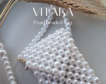 Tote bag aesthetic, Summer fashion, Mini trendy bag, White pearl bead bag, Mask cross body bag, Small handbag, Wedding bag