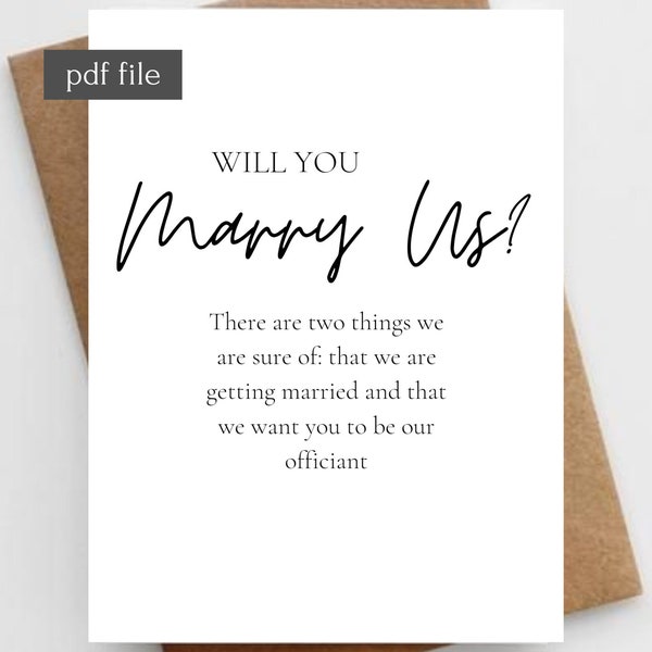 Officiant proposal wedding gift Small thank you gift Bridal party gift Wedding day card