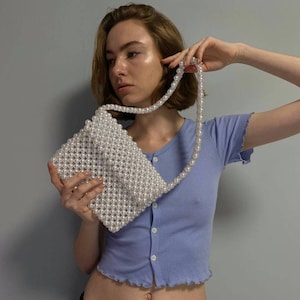 Luxus Tasche Cottagecore Tasche Tote Frau maßgeschneiderte Umhängetasche Perle Perlen Tasche weiß Cross Körper Handtasche Jahrestag Geschenk Schultertasche