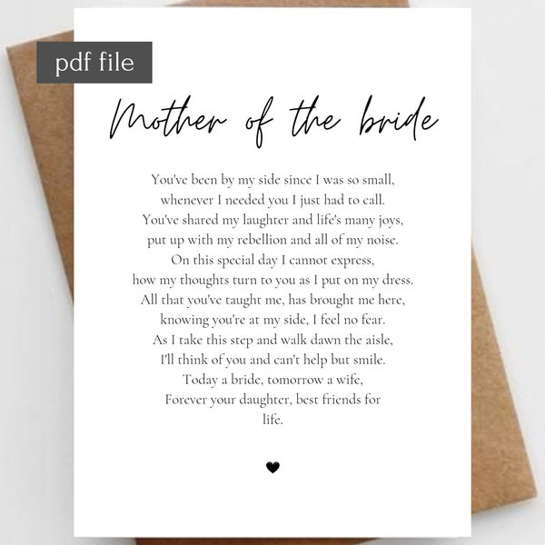 Mother of the bride gift from daughter, Wedding gift for guests, Wedding gift parrents